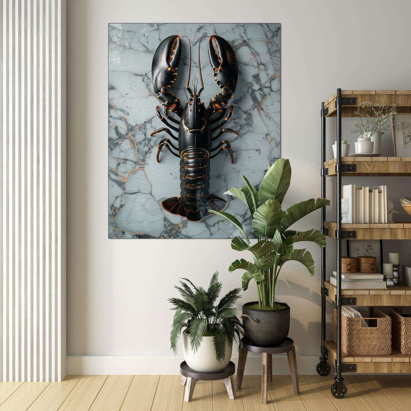 Lobster black marble - René Ladenius Digital Art