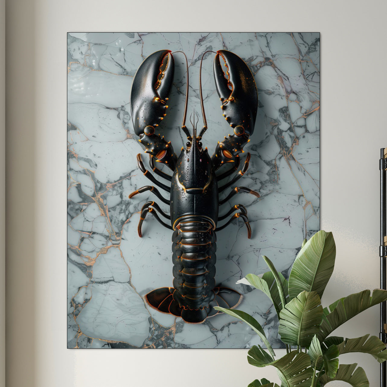 Lobster black marble - René Ladenius Digital Art