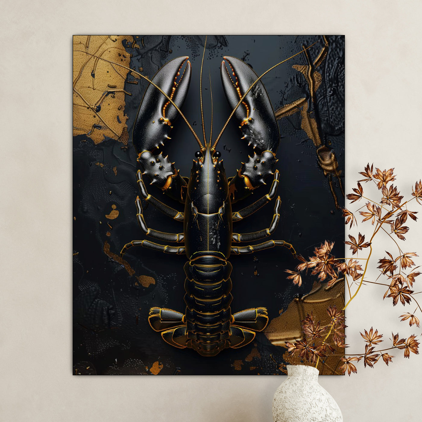 Lobster gold & black - René Ladenius Digital Art