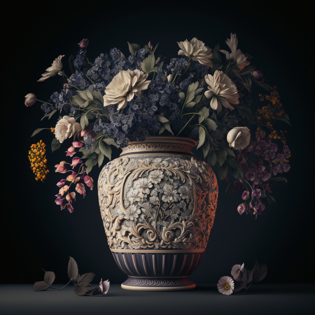 Vaas met bloemen - René Ladenius Digital Art