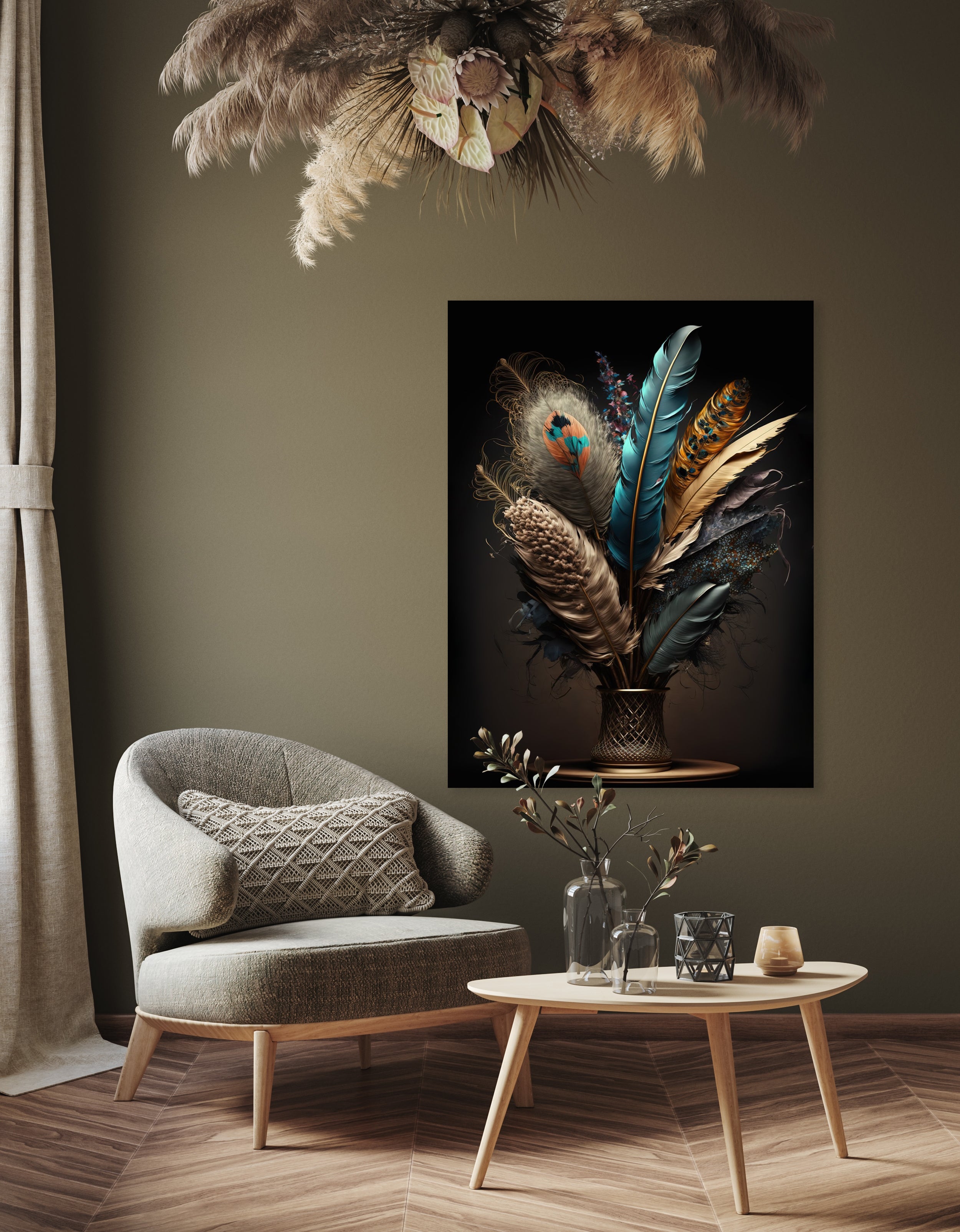 Vaas met exotische veren - René Ladenius Digital Art