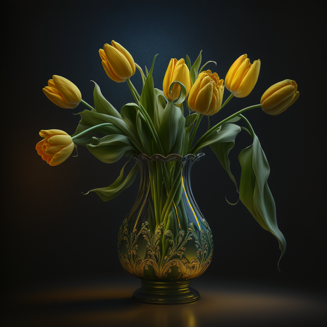 Vaas met gele tulpen - René Ladenius Digital Art