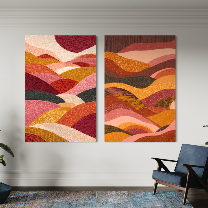 Rolling hills at dusk & Rolling earth tones