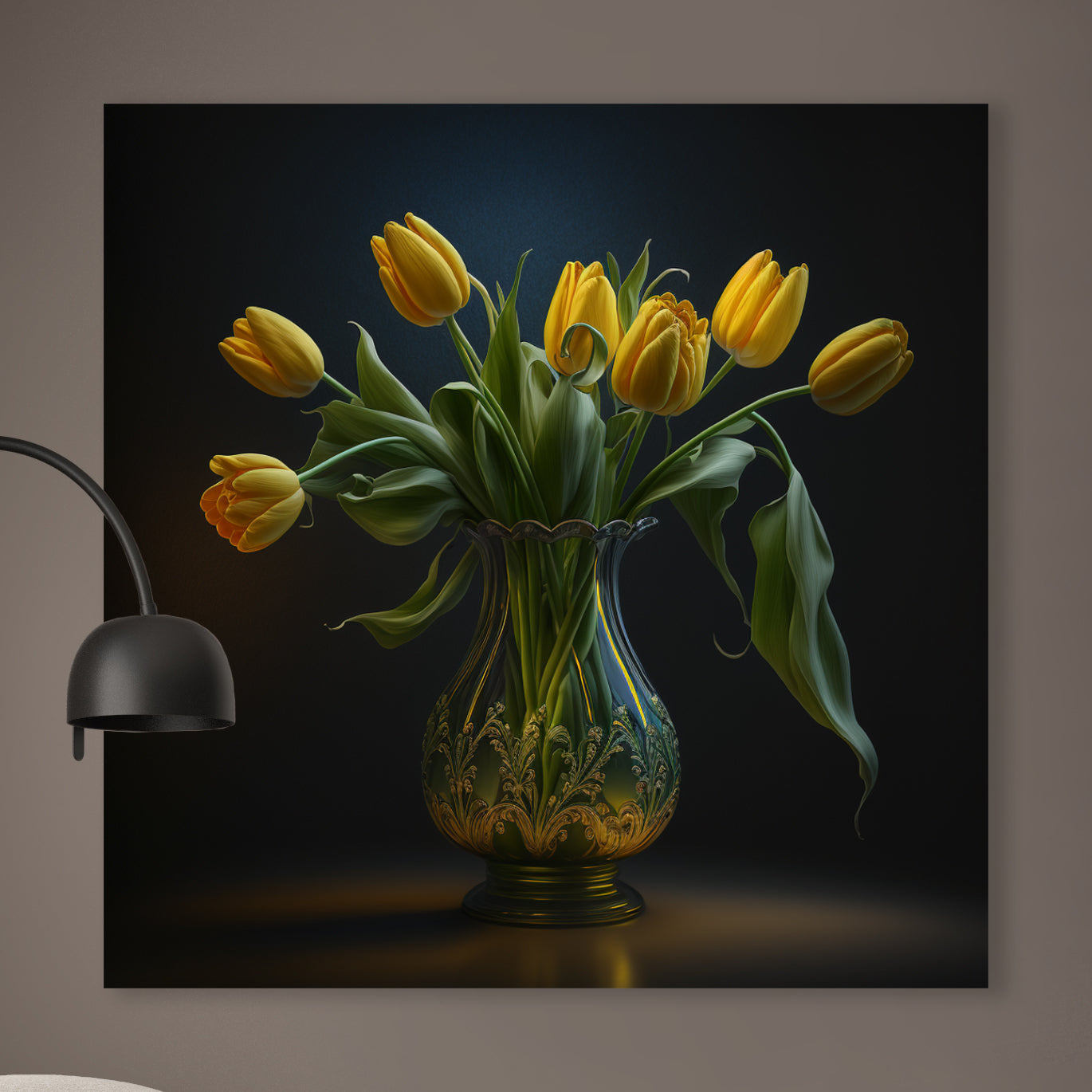 Vaas met gele tulpen - René Ladenius Digital Art