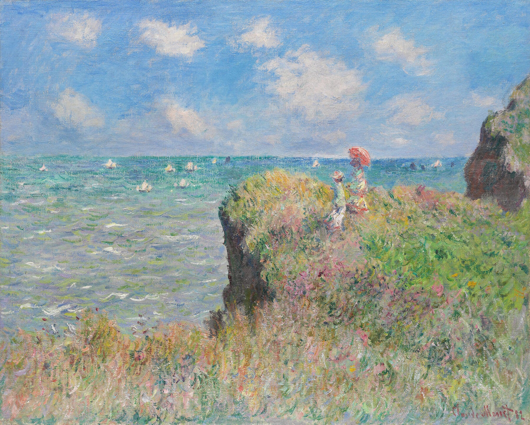 Wandeling langs de klif in Pourville - Claude Monet