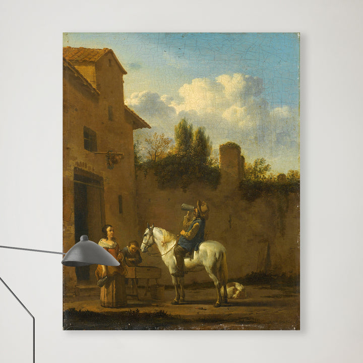 Drinkende trompetter te paard - Karel du Jardin