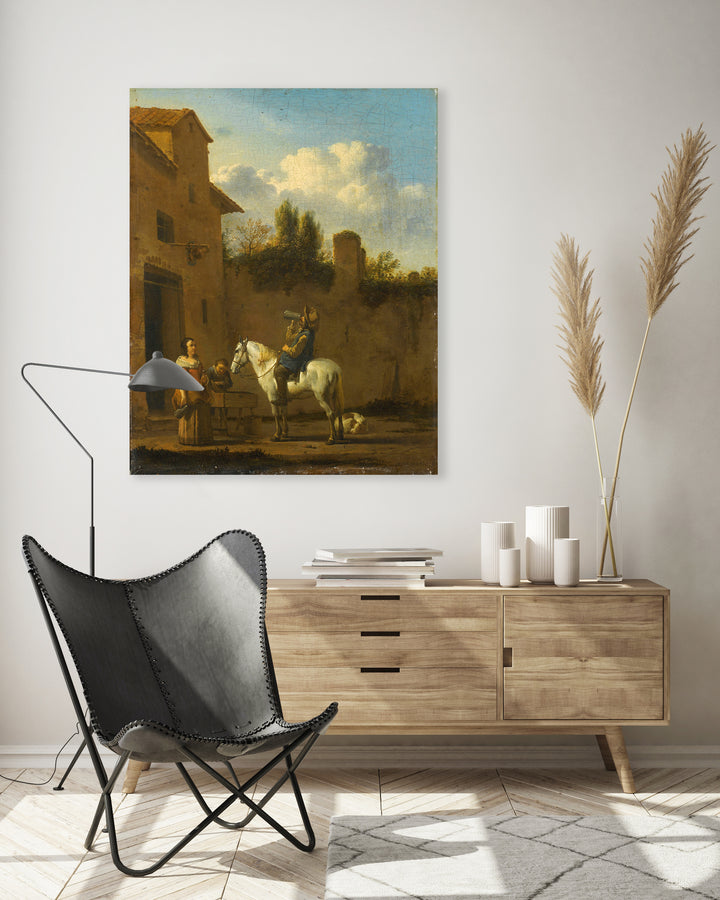 Drinkende trompetter te paard - Karel du Jardin