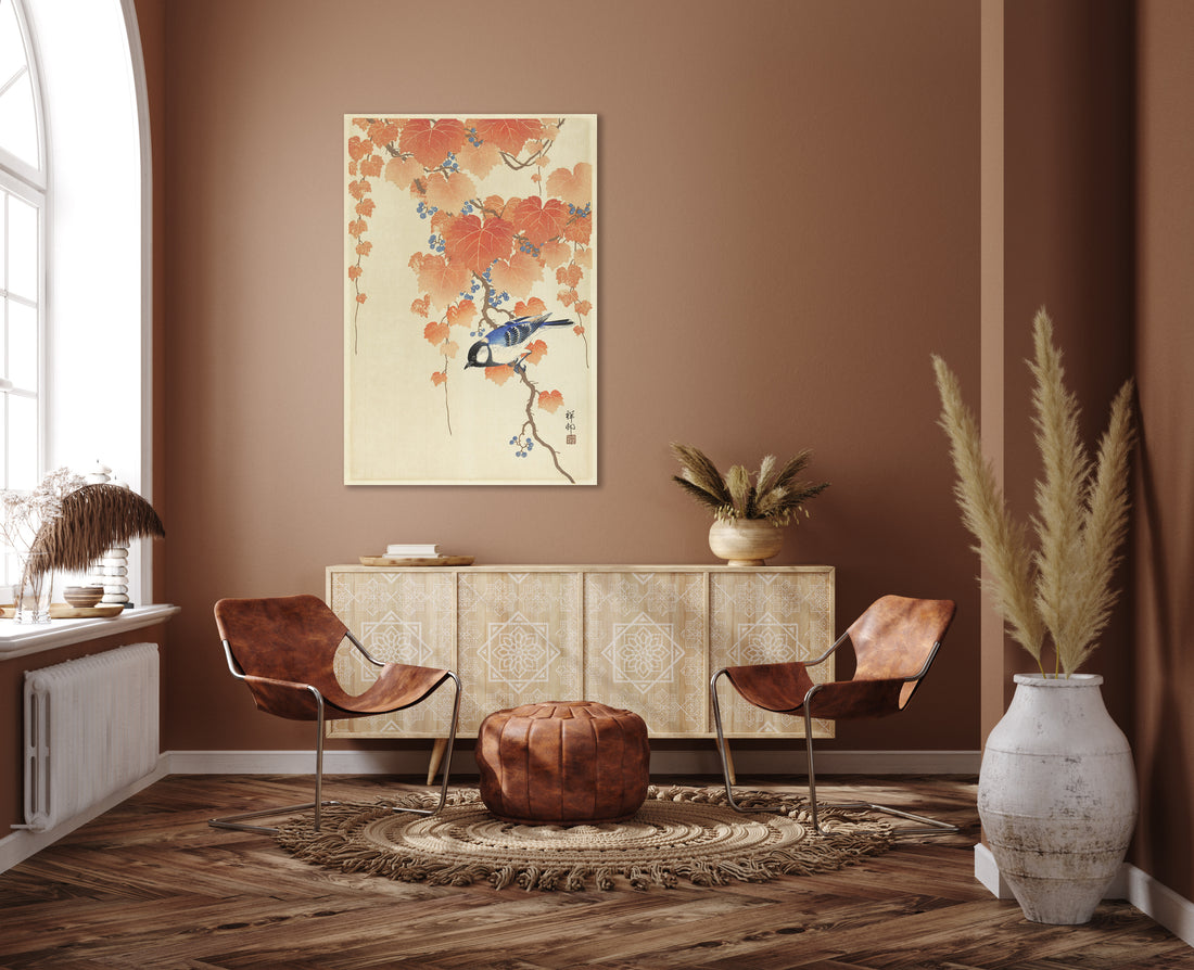 Koolmees op palauwnia tak - Ohara Koson