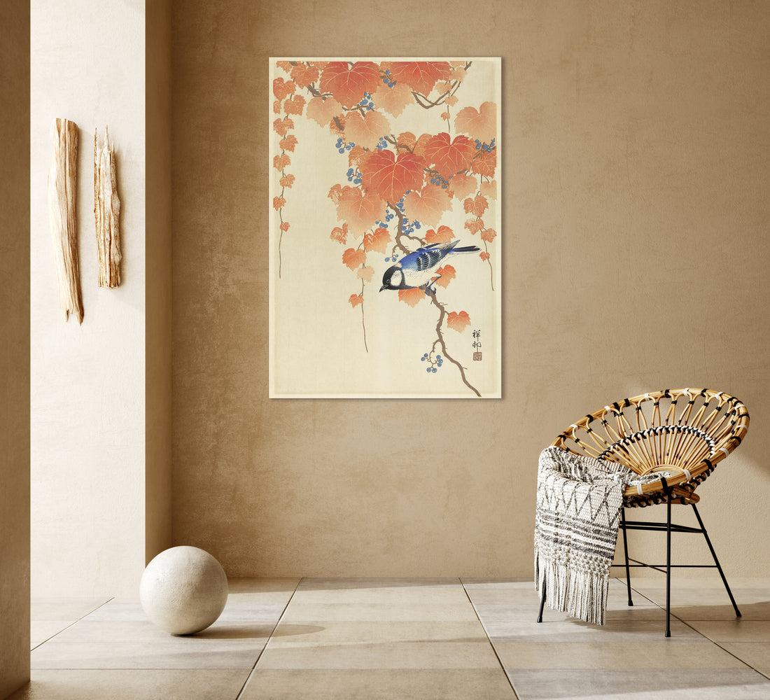 Koolmees op palauwnia tak - Ohara Koson