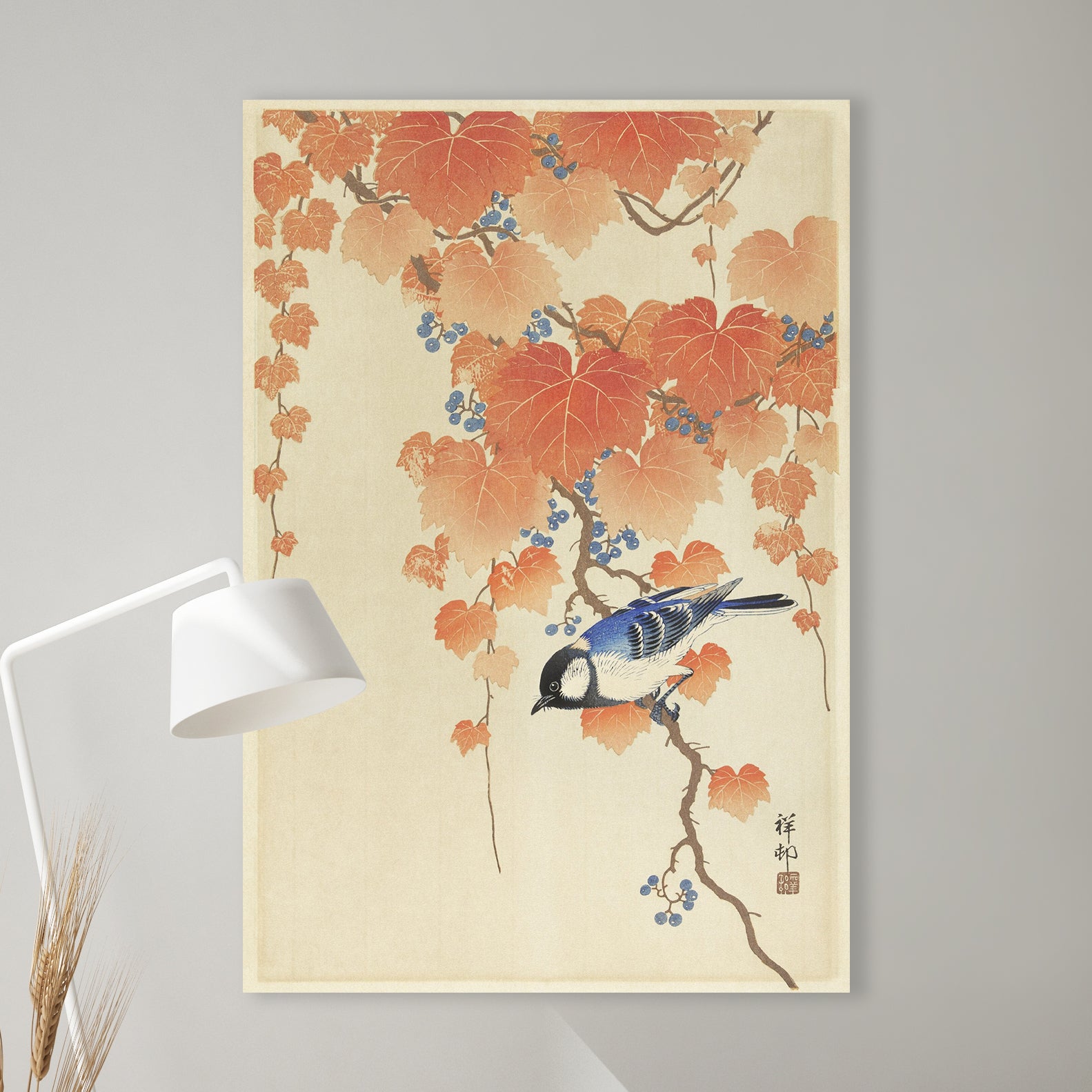 Koolmees op palauwnia tak - Ohara Koson