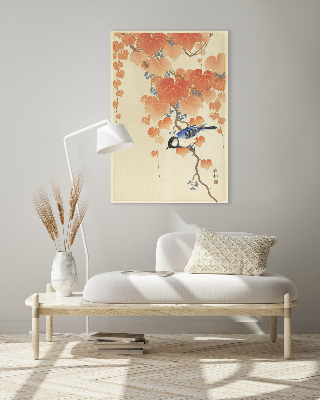 Koolmees op palauwnia tak - Ohara Koson