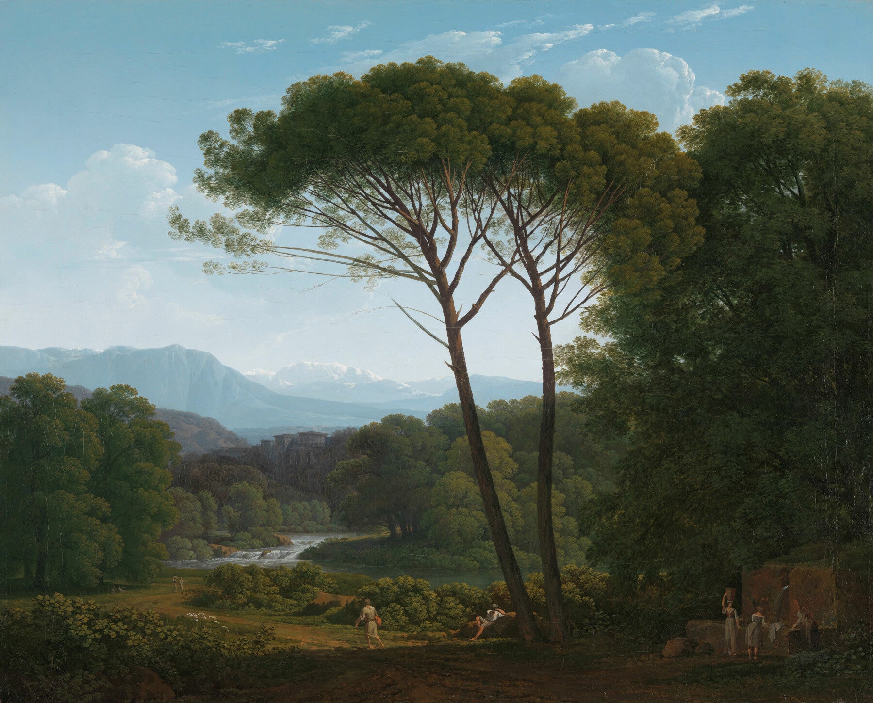 Italiaans landschap met pijnbomen - Hendrik Voogd