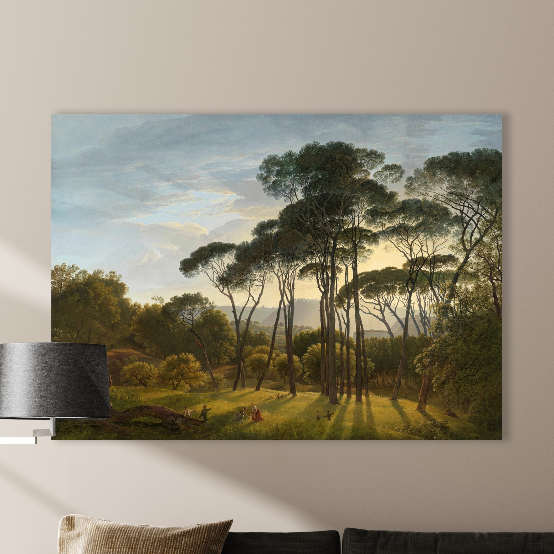 Italiaans landschap met parasoldennen - Hendrik Voogd