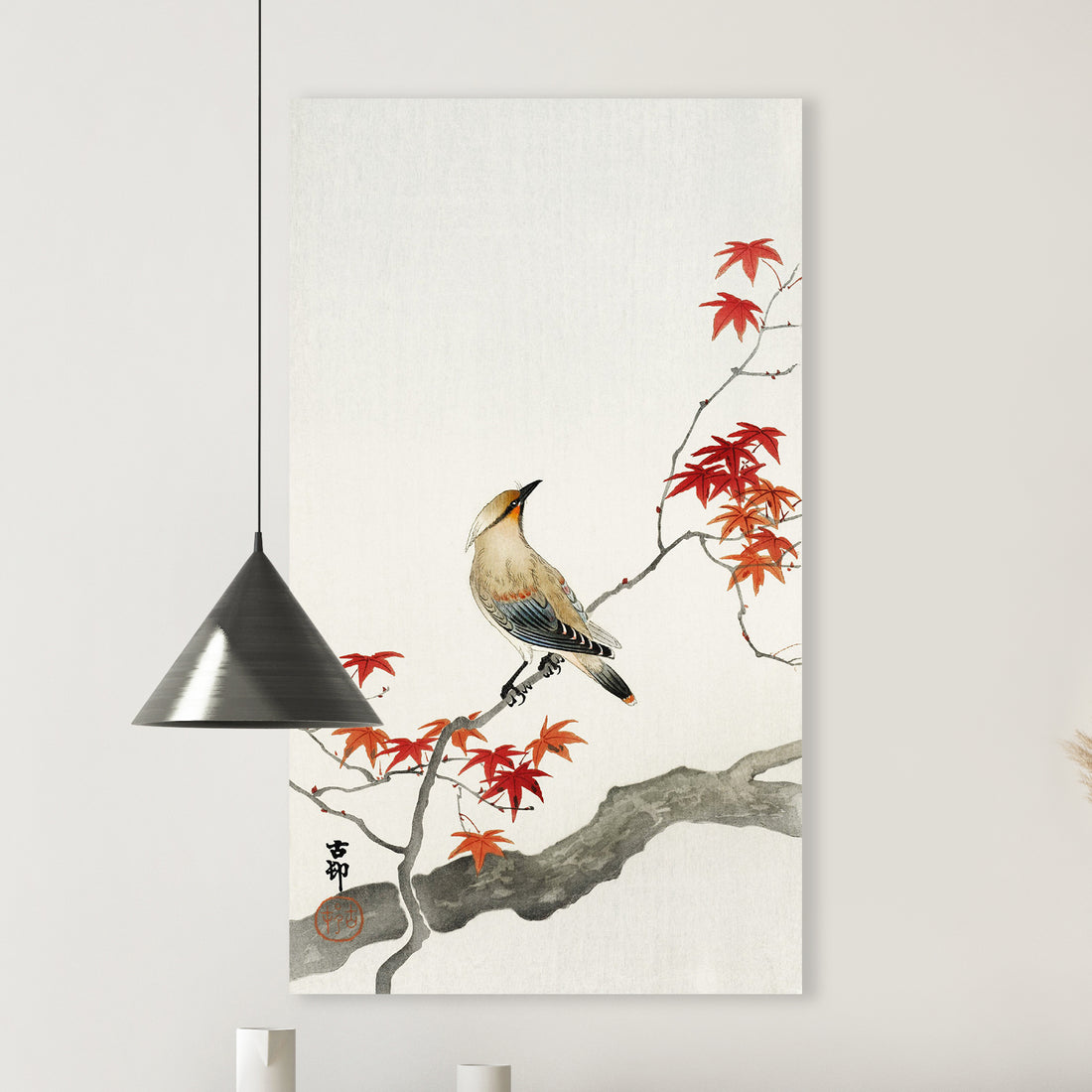 Japanse pestvogel op esdoorn - Ohara Koson