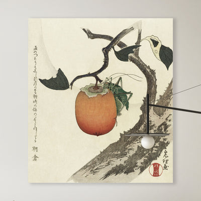 Kakivrucht met sprinkhaan - Katsushika Hokusai