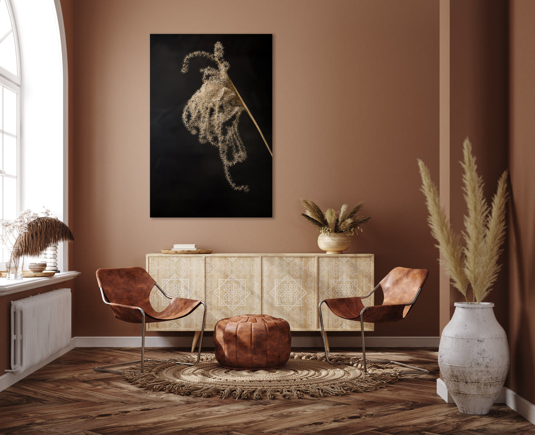 Lichtval op pluizige rietpluim - Mayra Fotografie