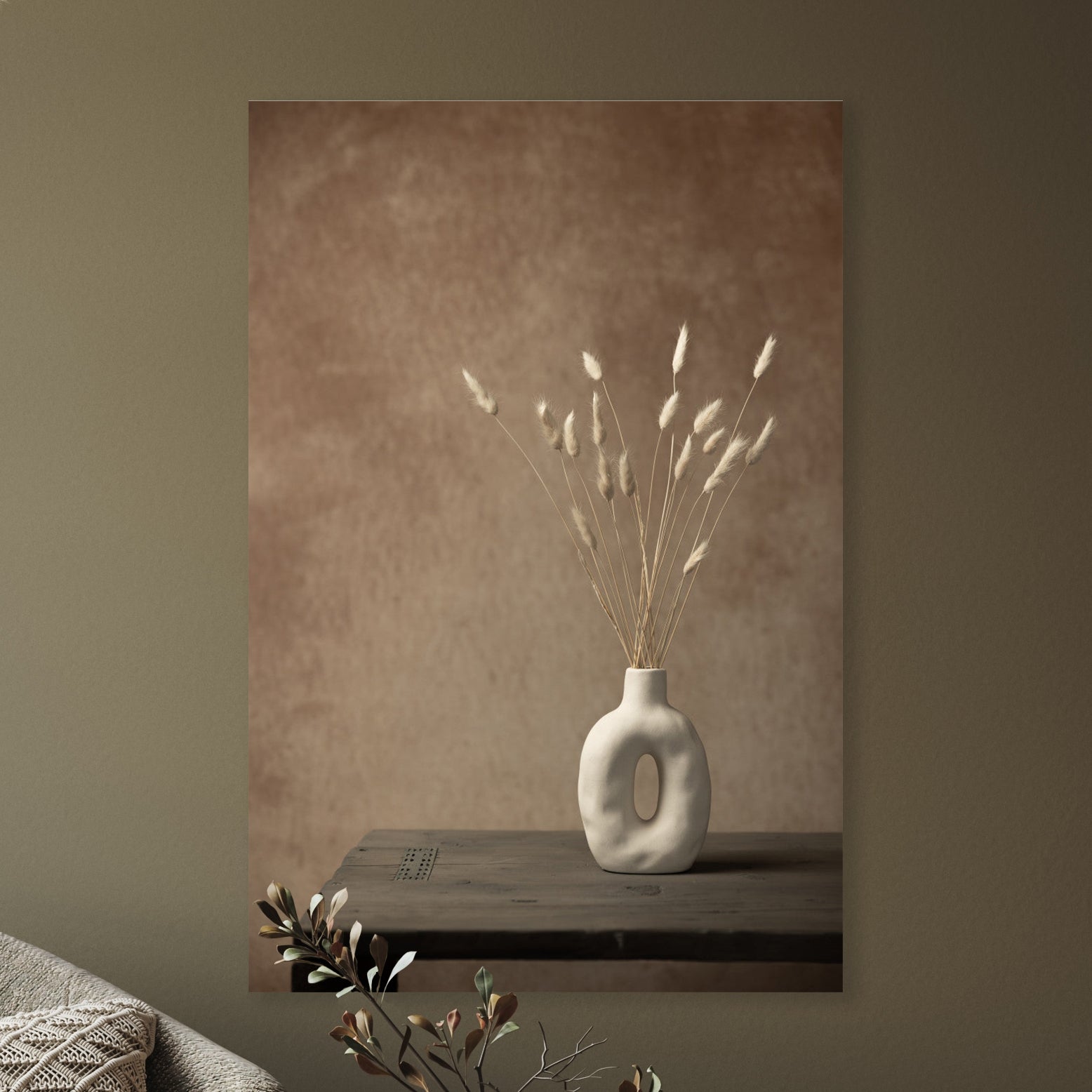 Stilleven met droogbloemen in witte vaas - Mayra Fotografie