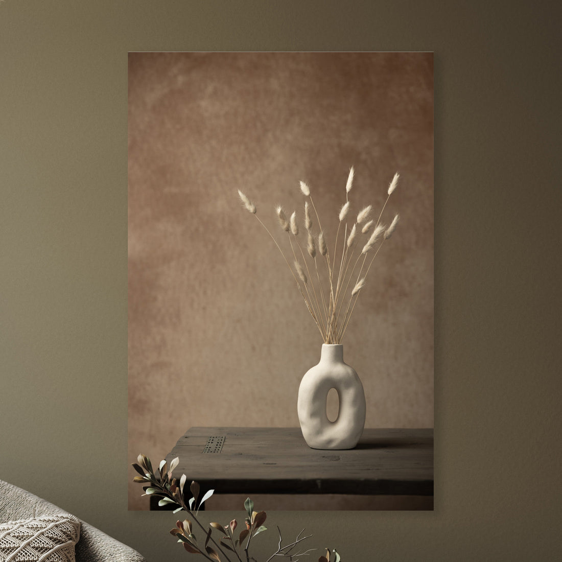 Stilleven met droogbloemen in witte vaas - Mayra Fotografie