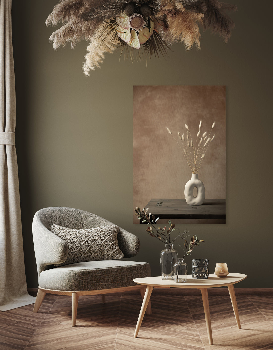 Stilleven met droogbloemen in witte vaas - Mayra Fotografie