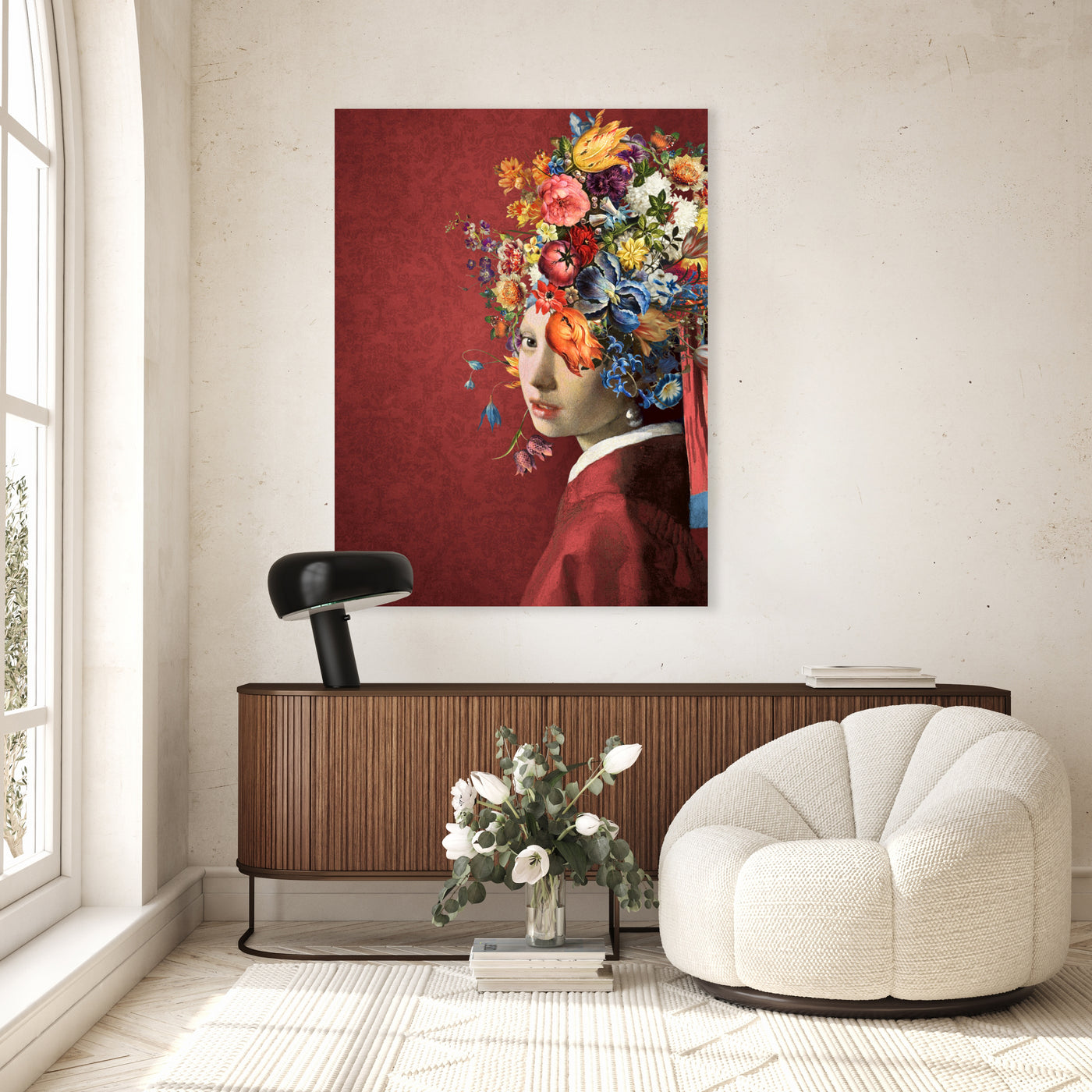 Meisje met de Parel - the Flowers on Red Edition - Marja van den Hurk