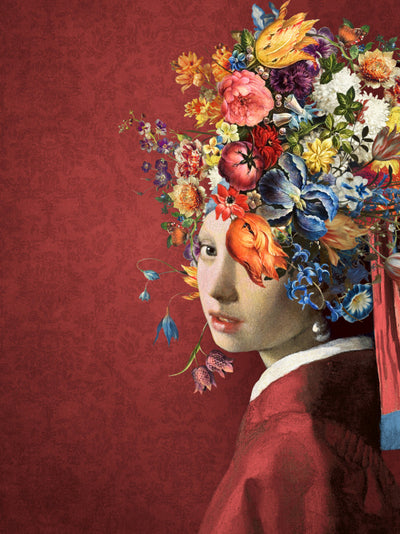 Meisje met de Parel - the Flowers on Red Edition - Marja van den Hurk