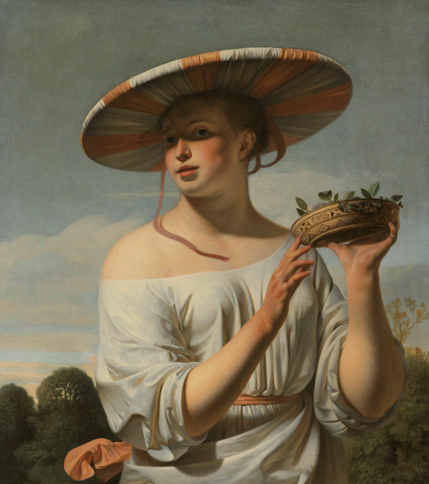 Meisje met een brede hoed - Caesar Boëtius van Everdingen