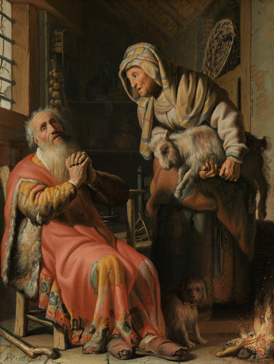 Tobit en Anna met het bokje - Rembrandt van Rijn