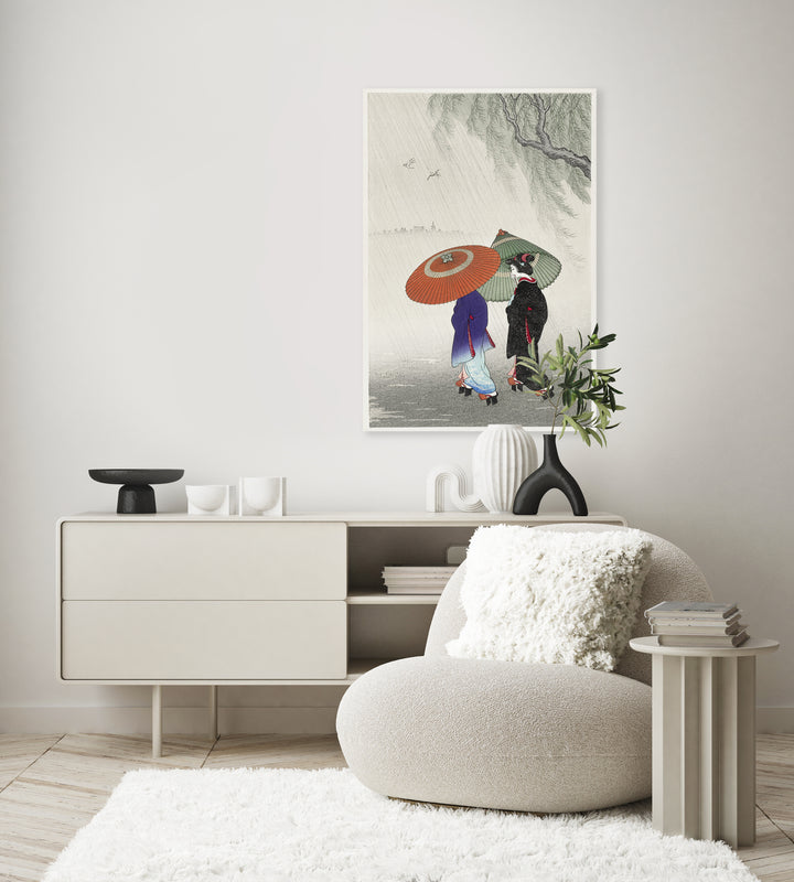 Twee vrouwen in de regen - Ohara Koson