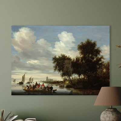 Rivierlandschap met een veerboot - Salomon van Ruysdael