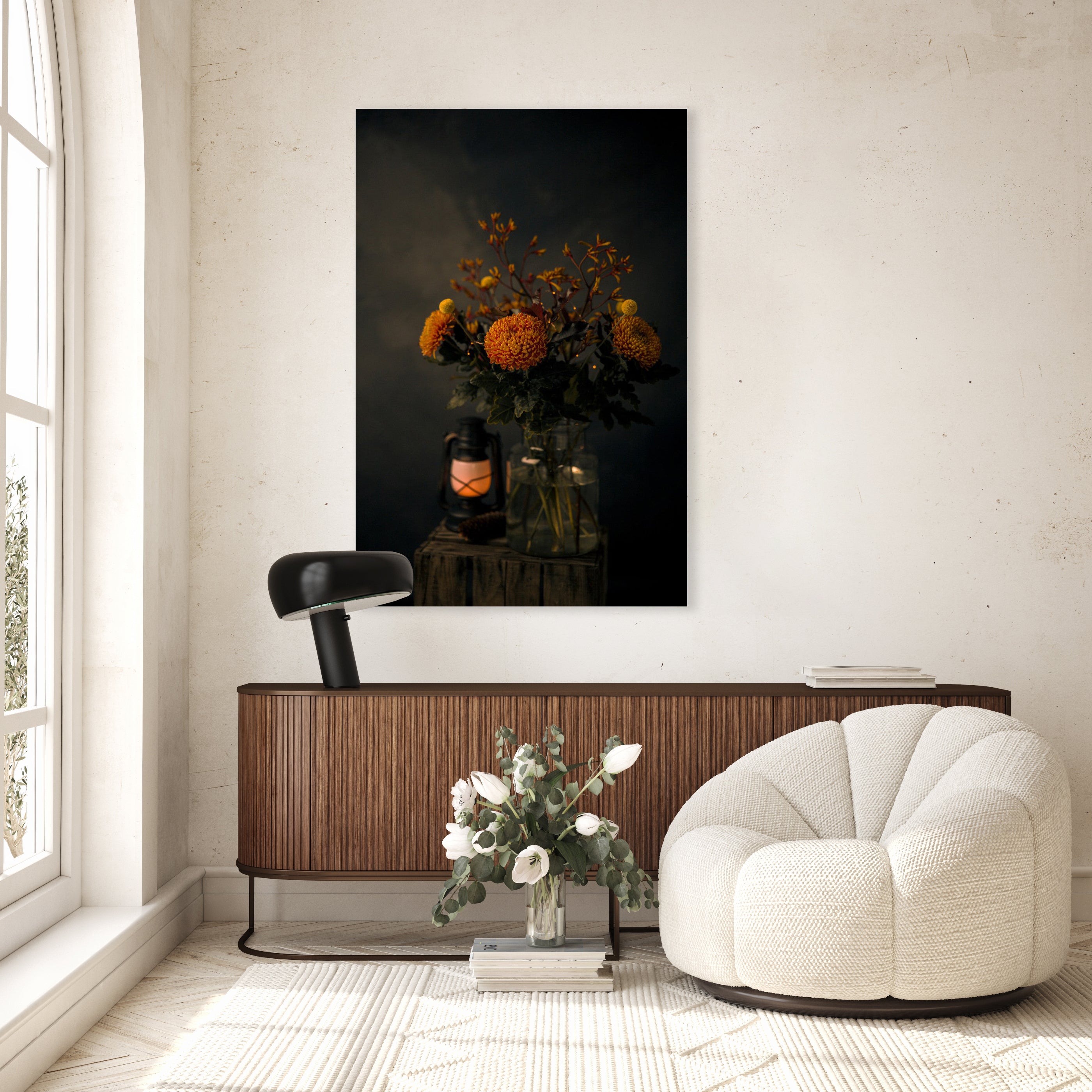 Stilleven met herfstboeket en lantaarn - Mayra Fotografie