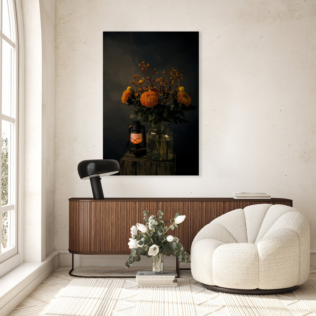 Stilleven met herfstboeket en lantaarn - Mayra Fotografie