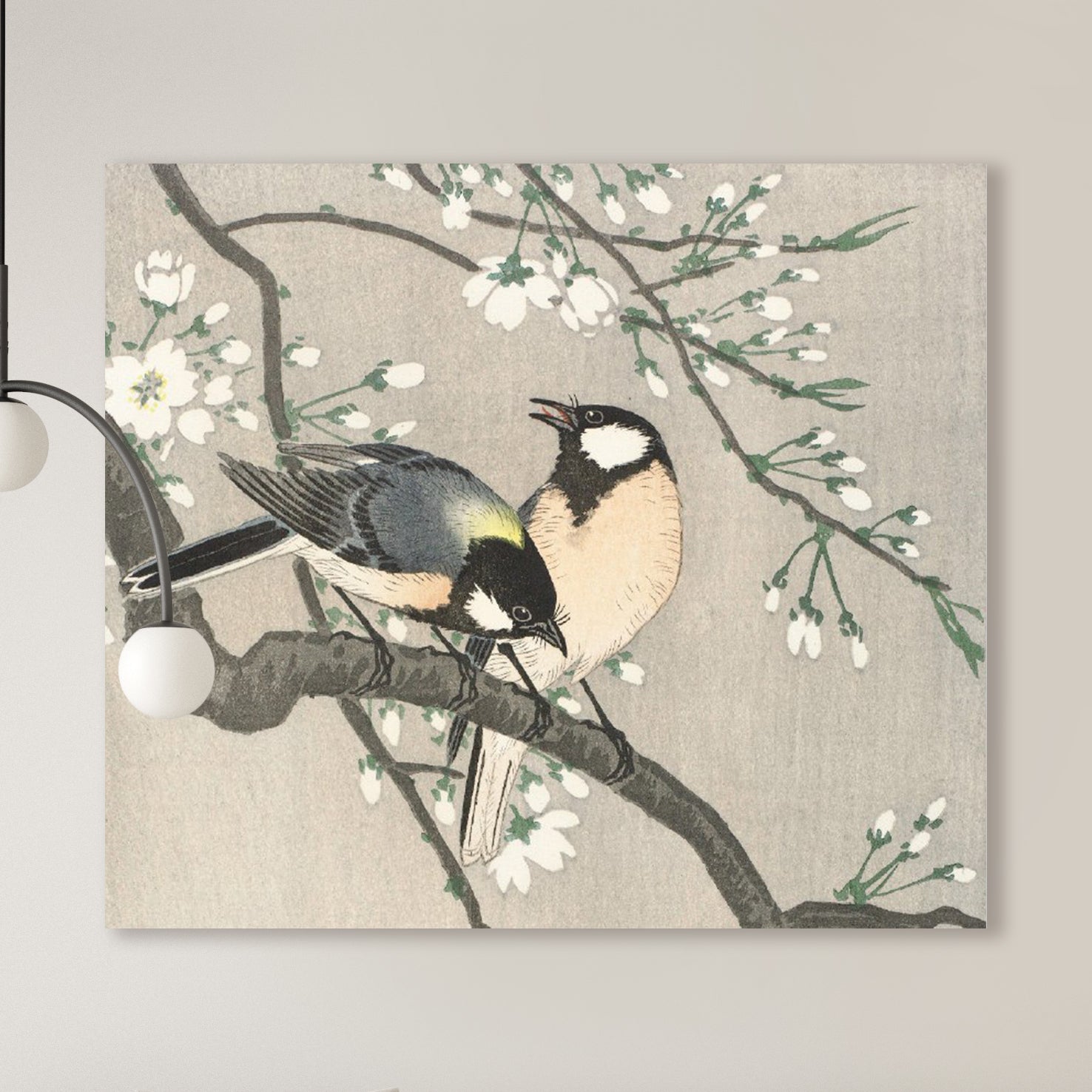 Mezen op een kersenboomtak - Ohara Koson