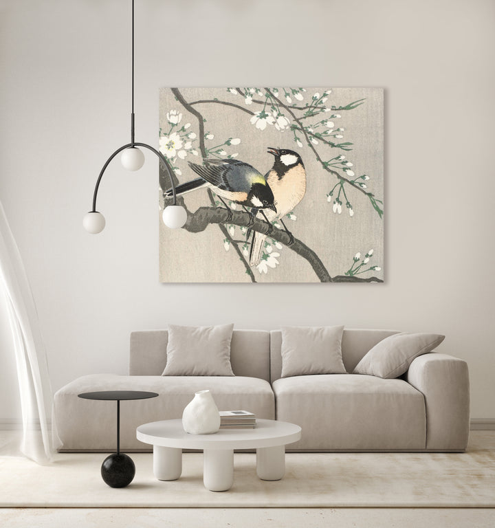 Mezen op een kersenboomtak - Ohara Koson