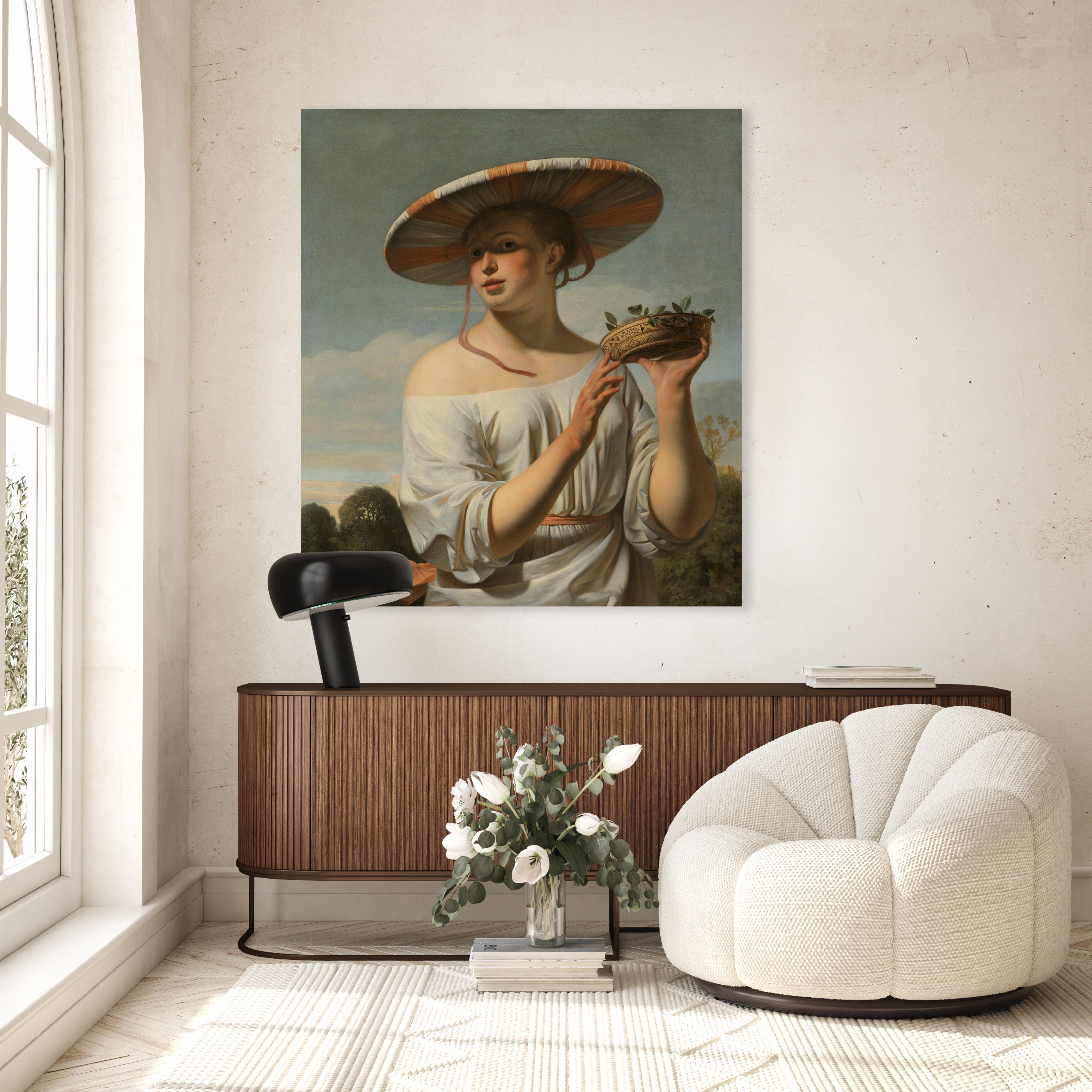 Meisje met een brede hoed - Caesar Boëtius van Everdingen